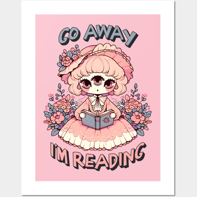 Go Away I'm Reading Cute Three Eyed Witch Reader Wall Art by WitchyArty